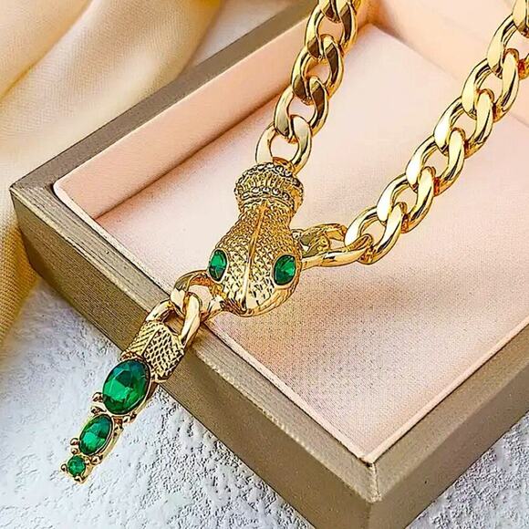 Stainless Steel Snake Choker Necklace Chain Link Gold Plated - Picture 2 of 5